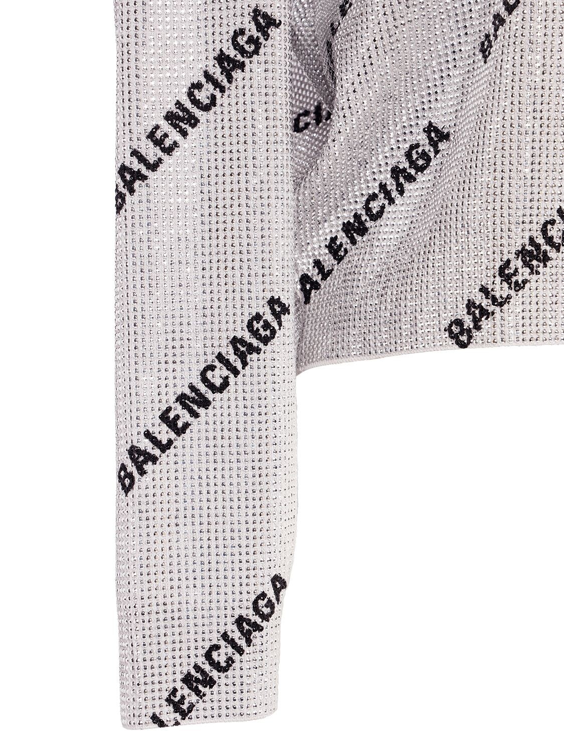 Shop Balenciaga All Over Mini Logo Sweater In Silver,black