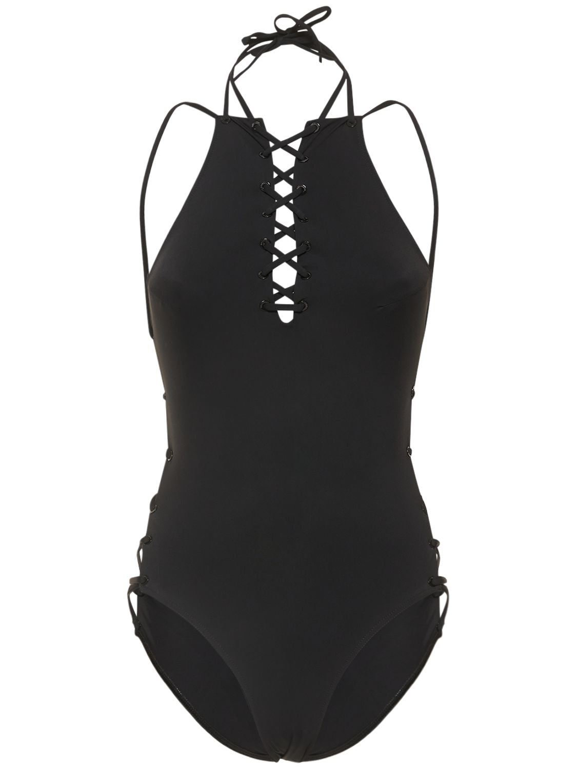 Image of Logo Printed Lycra One Piece Swimsuit