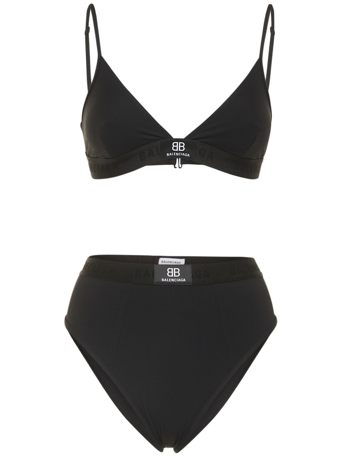 Shop Balenciaga Logo Printed Stretch Tech Bikini In Black