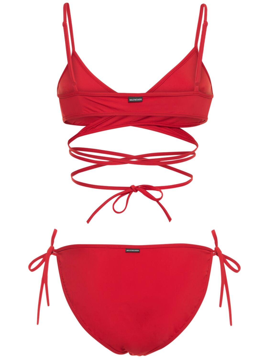 Shop Balenciaga Wraparound Nylon Bikini In Red