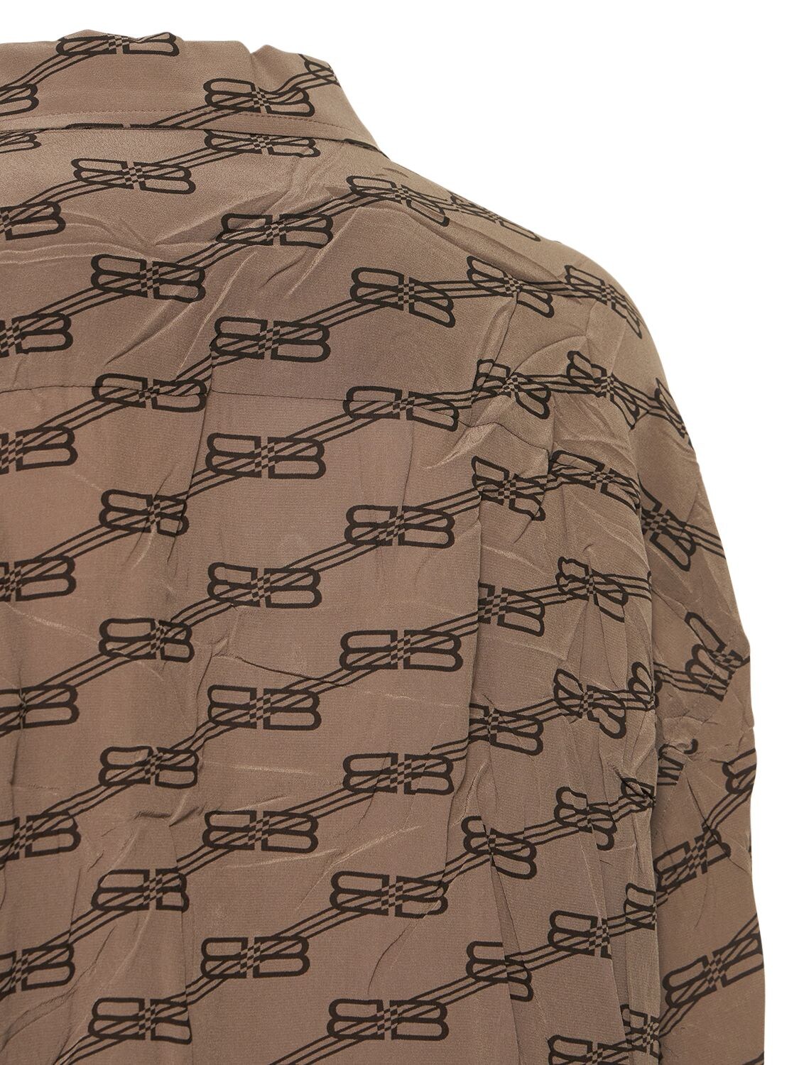 Shop Balenciaga Monogram Logo Printed  Pajama Shirt In Beige,brown