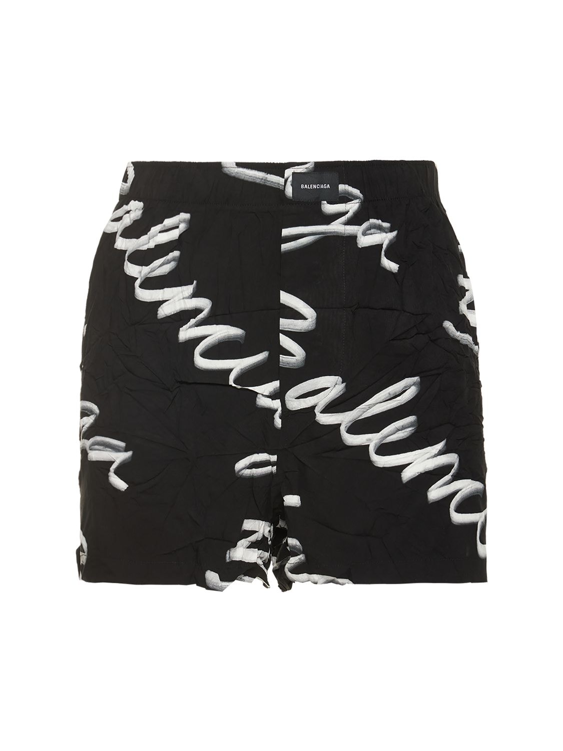 Balenciaga Logo Script Print Boxer Pajama Shorts In Black/white | ModeSens