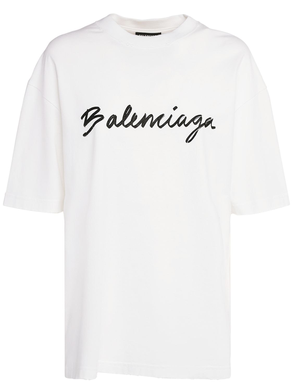 Balenciaga Cotton Jersey T-shirt In White,black | ModeSens