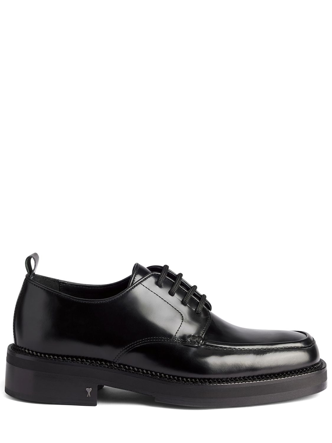 Square-toe Leather Derby Lace-up Shoes
