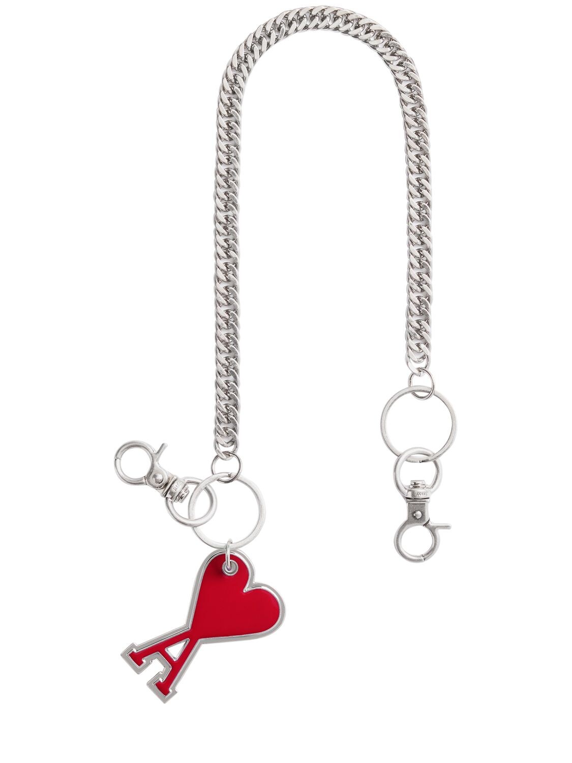 Ami Alexandre Mattiussi Heart Logo Key Holder In Red