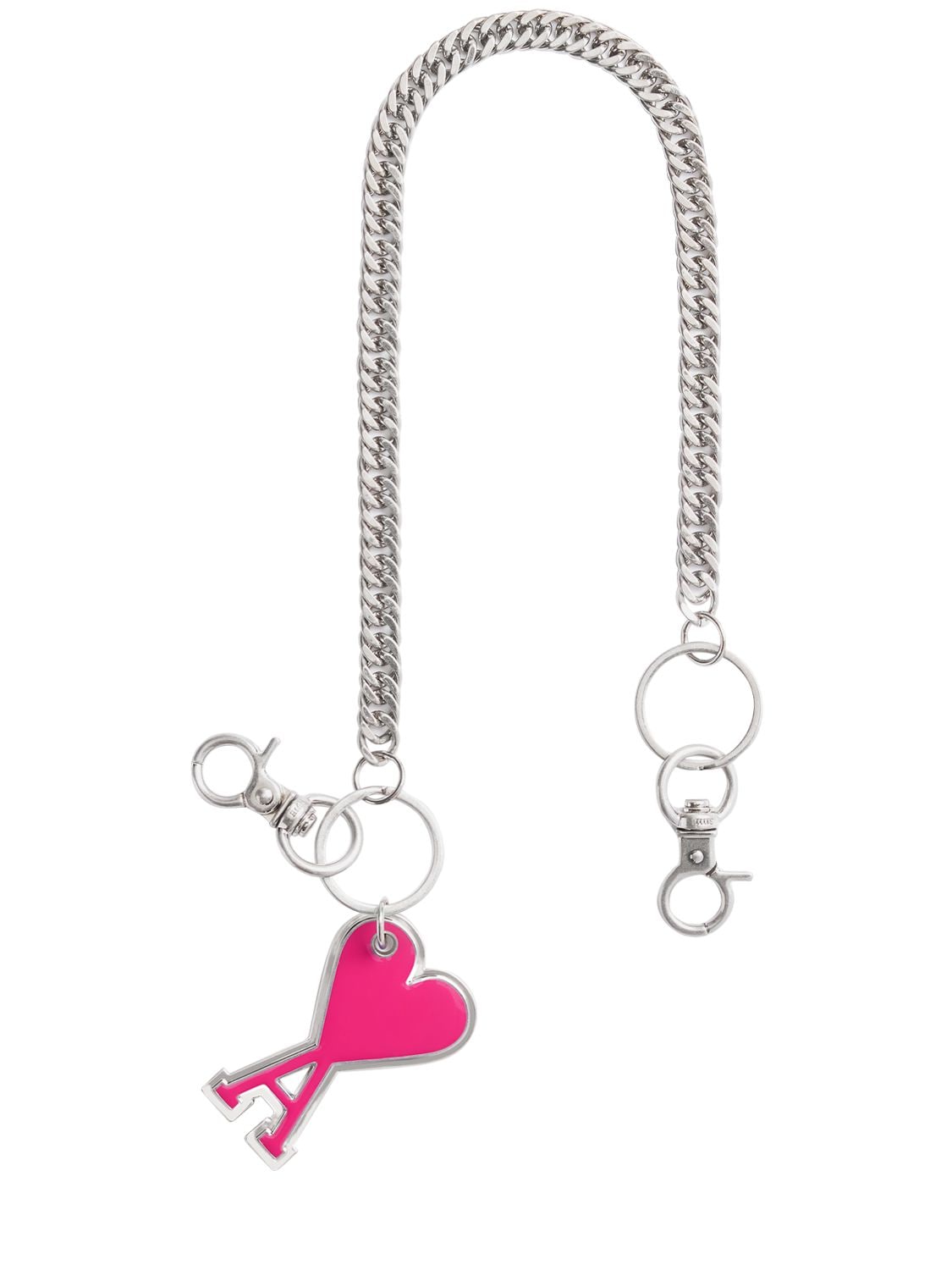 Ami Alexandre Mattiussi Heart Logo Key Holder In Fuchsia