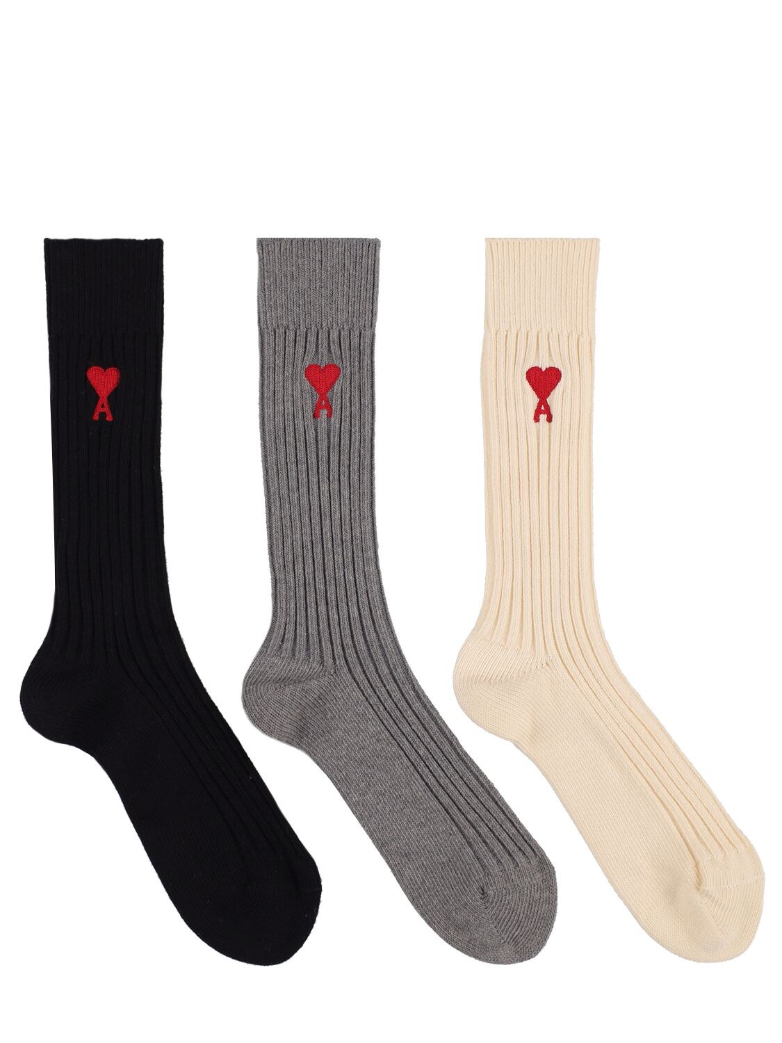 3 Pack Logo Embroidered Cotton Socks