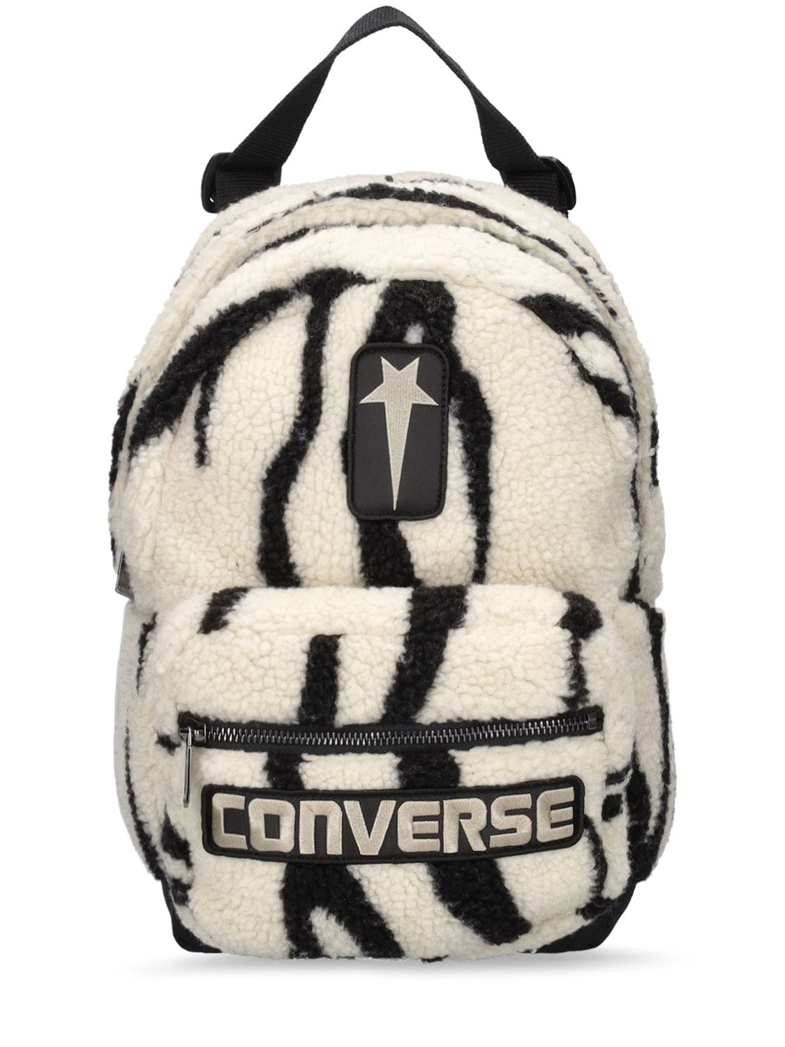 Drkshdw X Converse Converse Faux Shearling Zebra Backpack In Pearl Black