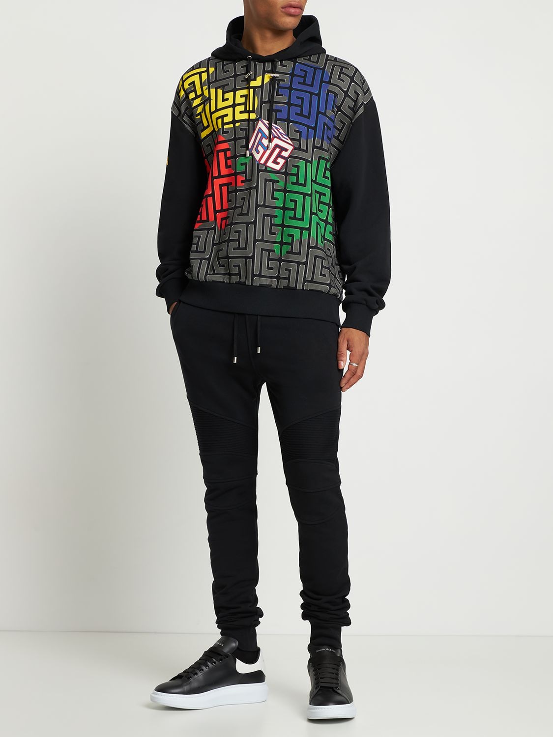 Balmain: Black Monogram Hoodie