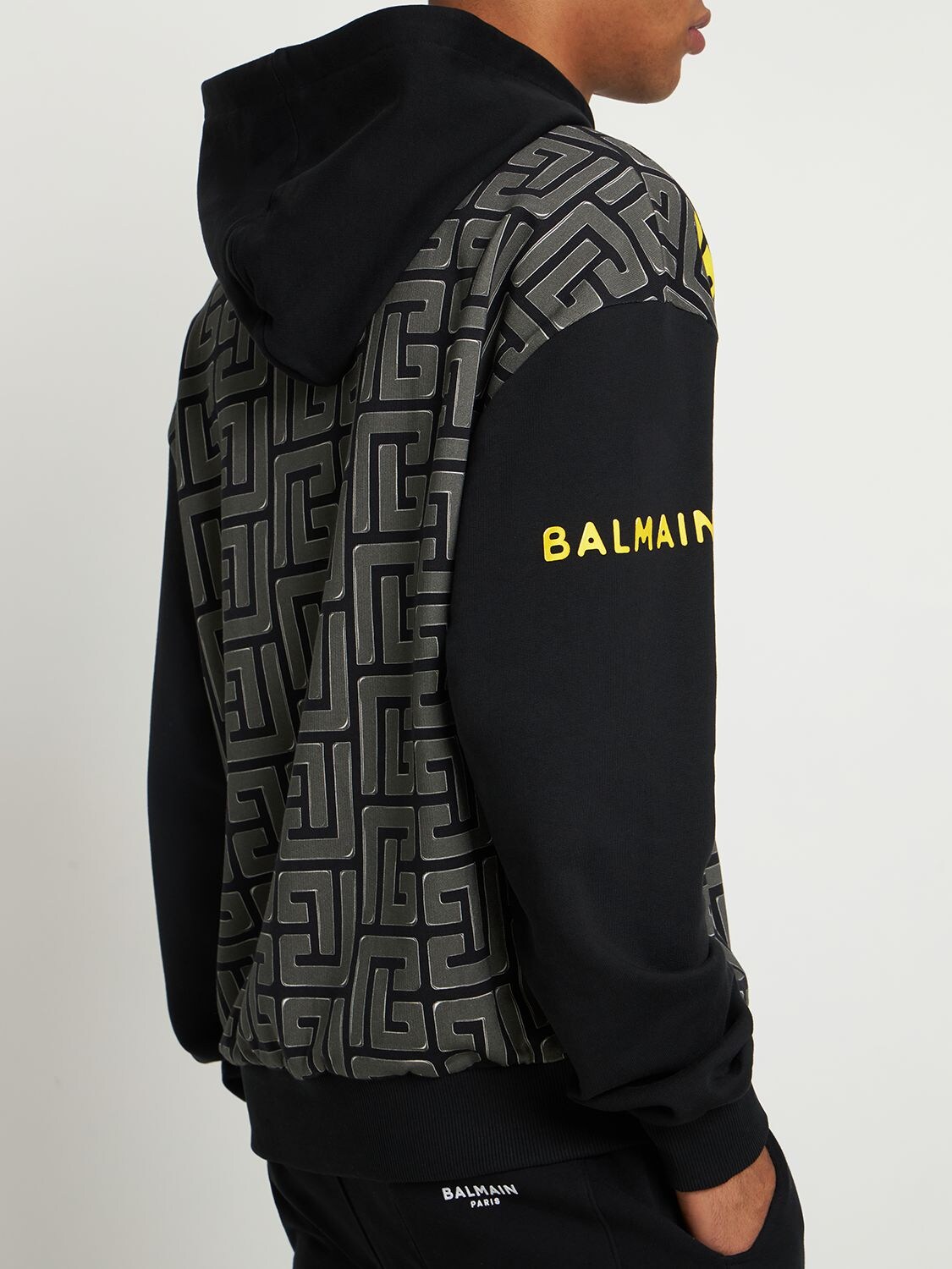 Balmain Black Oversized Monogram Hoodie In | ModeSens