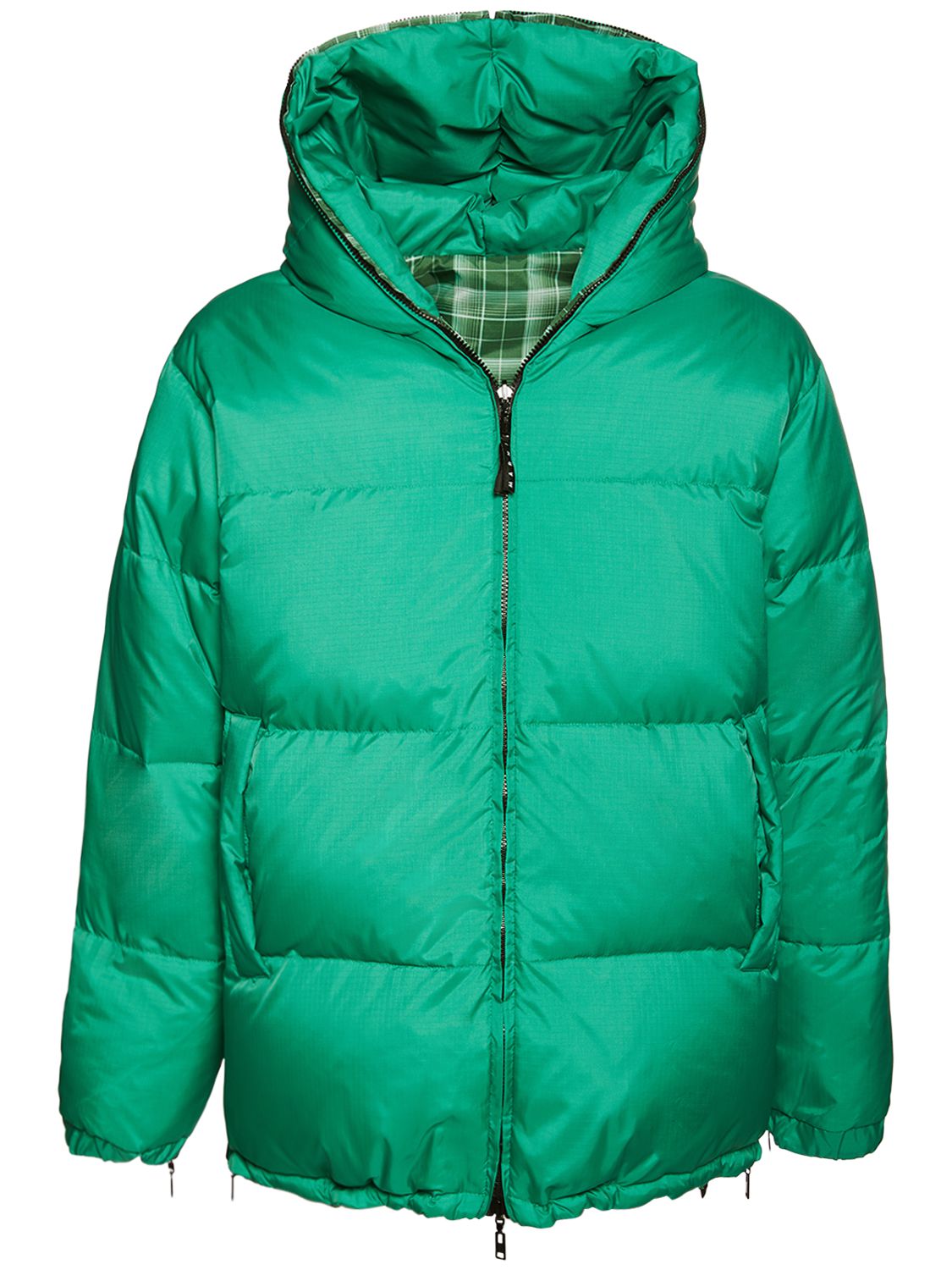Marni Reversible Padded Hooded Coat In Green