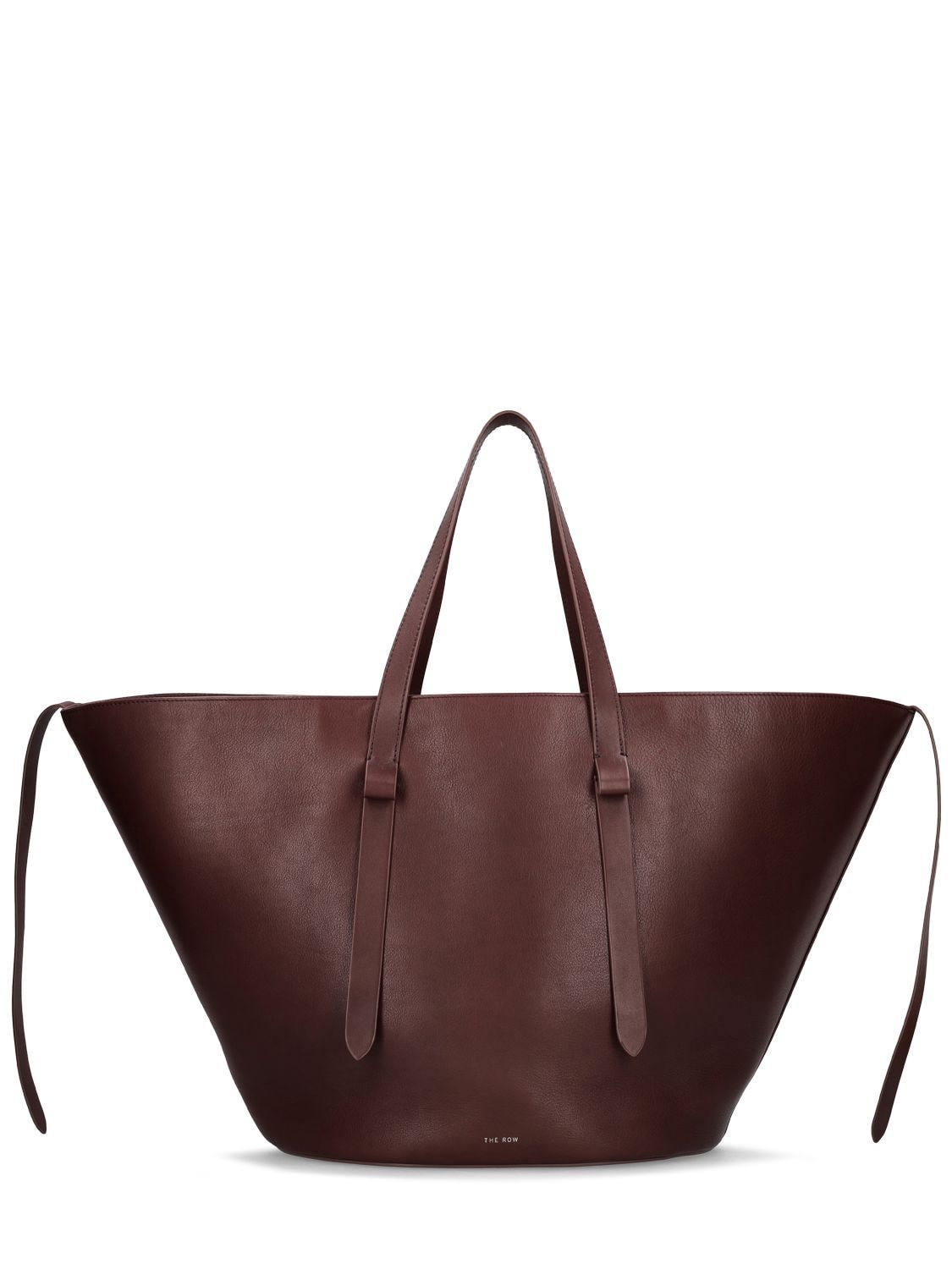 The Row Jasper Tote Bag In Saddle Leather In Burgundy ModeSens