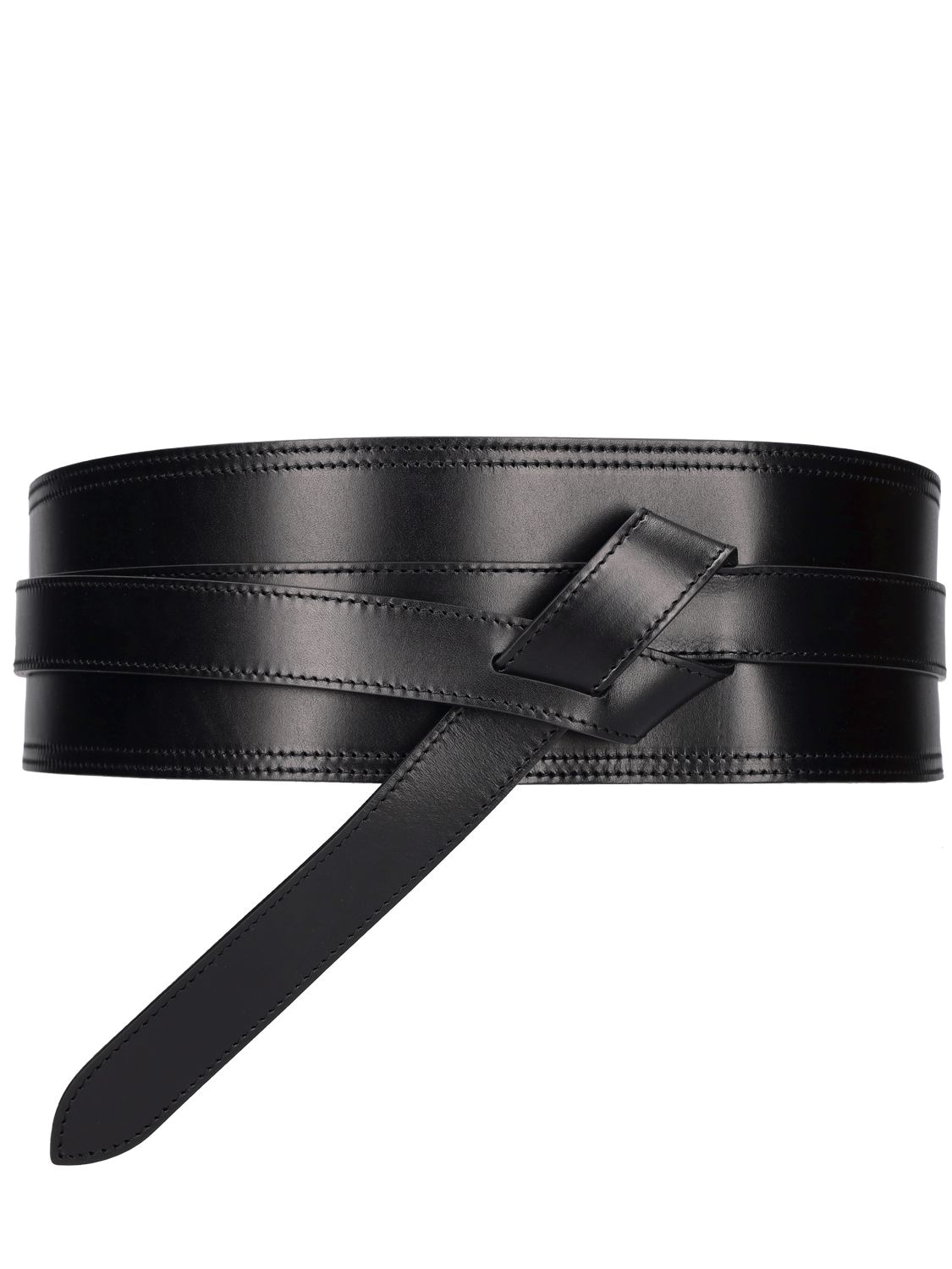 Isabel Marant 9 Cm Moshy Knot Leather Waist Belt In Black