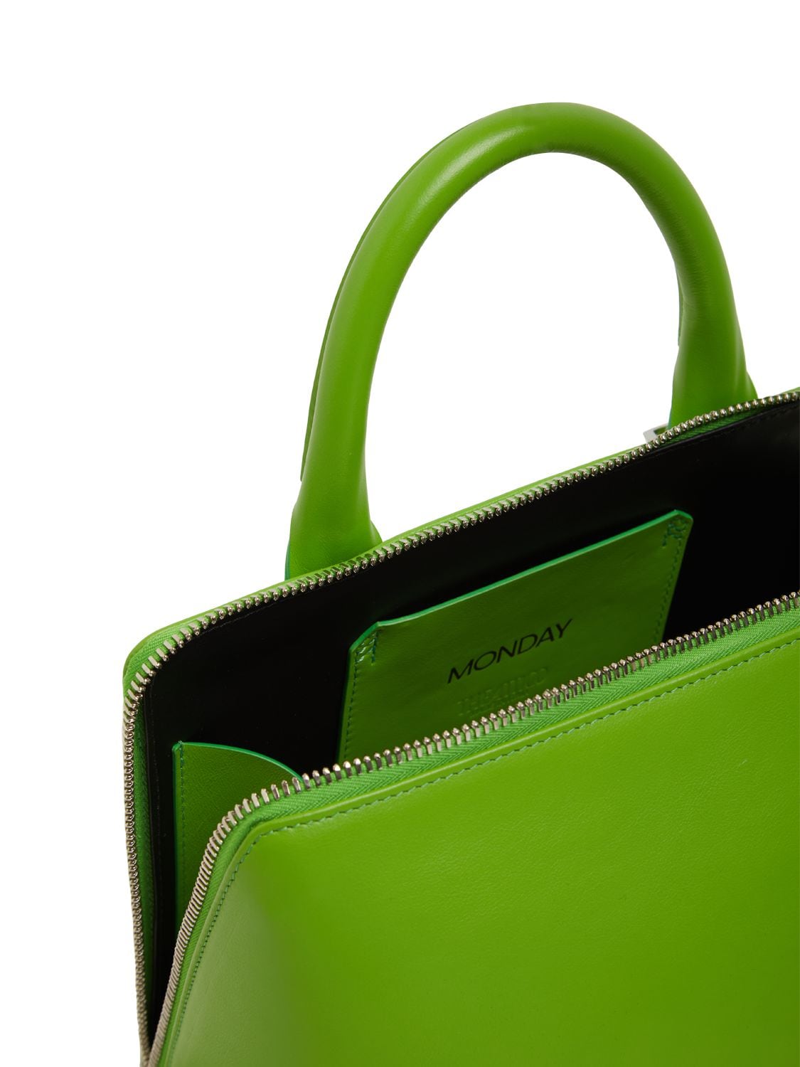 6 PM Medium Leather Shoulder Bag in Green - The Attico