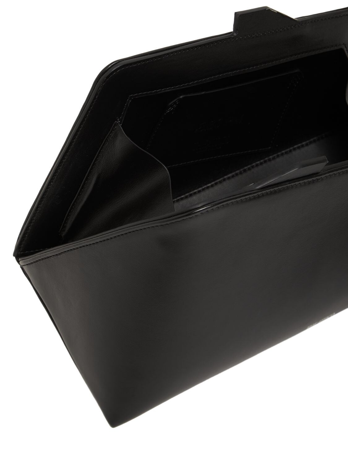 Shop Attico Medium 8.30 Pm Leather Clutch In Black