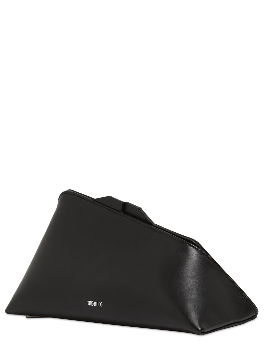 Shop Attico Medium 8.30 Pm Leather Clutch In Black