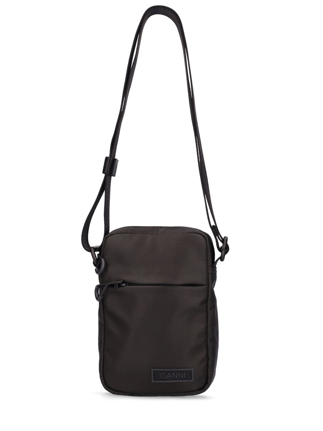 GANNI Mini festival recycled tech shoulder bag Black Luisaviaroma