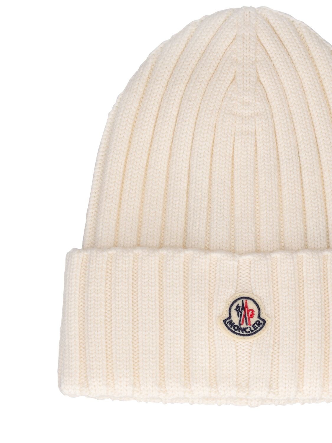 Shop Moncler Knitted Wool Hat In White