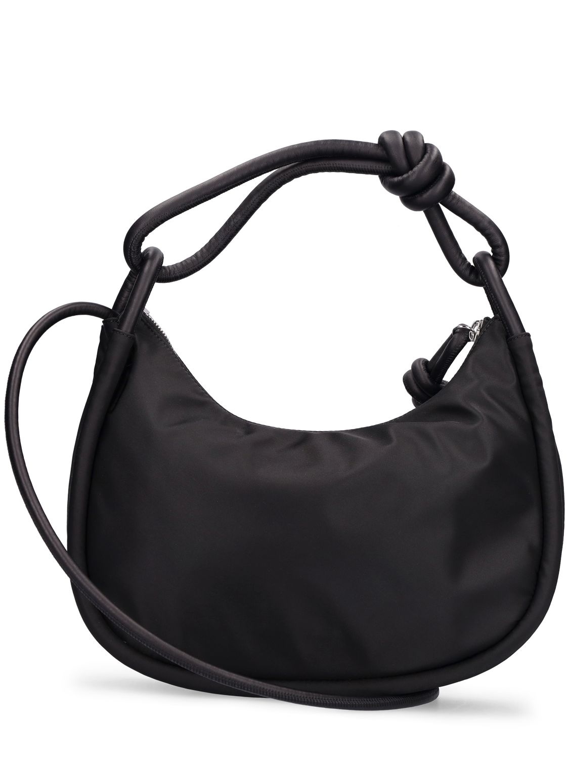 Shop Ganni Knot Recycled Tech Shoulder Bag In Black