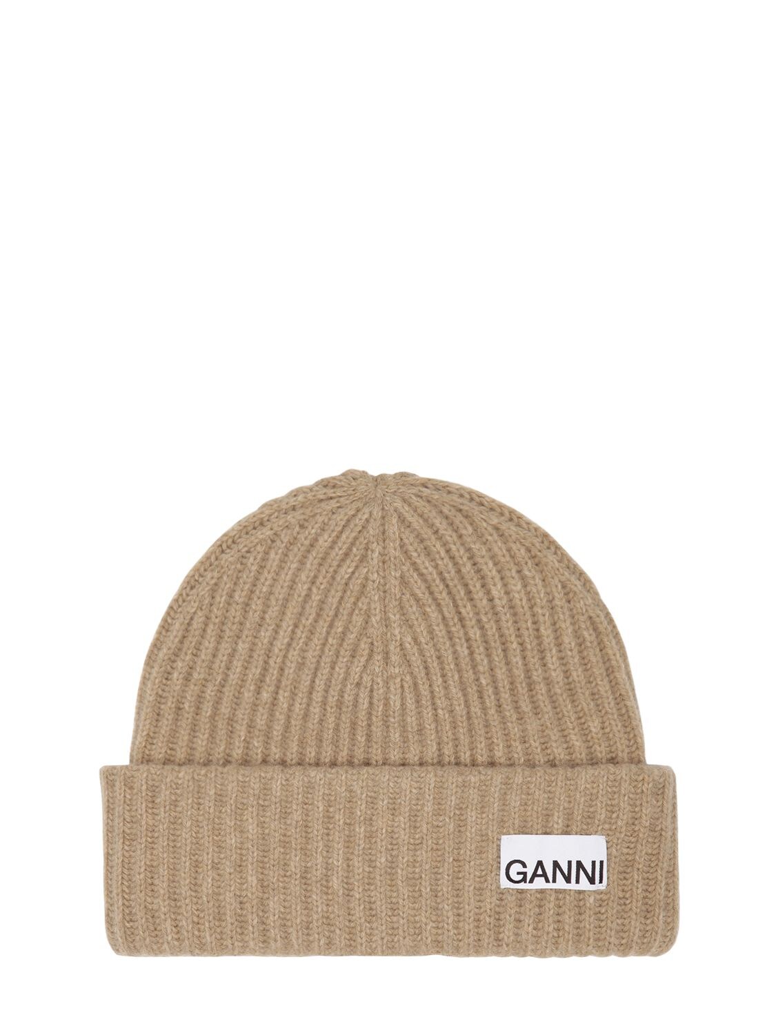 GANNI 结构化罗纹针织羊毛混纺便帽