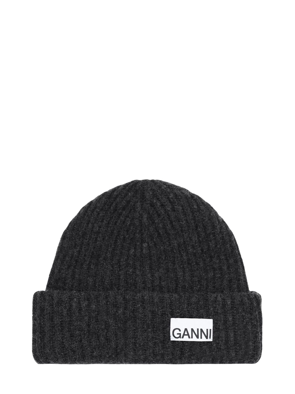 GANNI 结构化罗纹针织羊毛混纺便帽