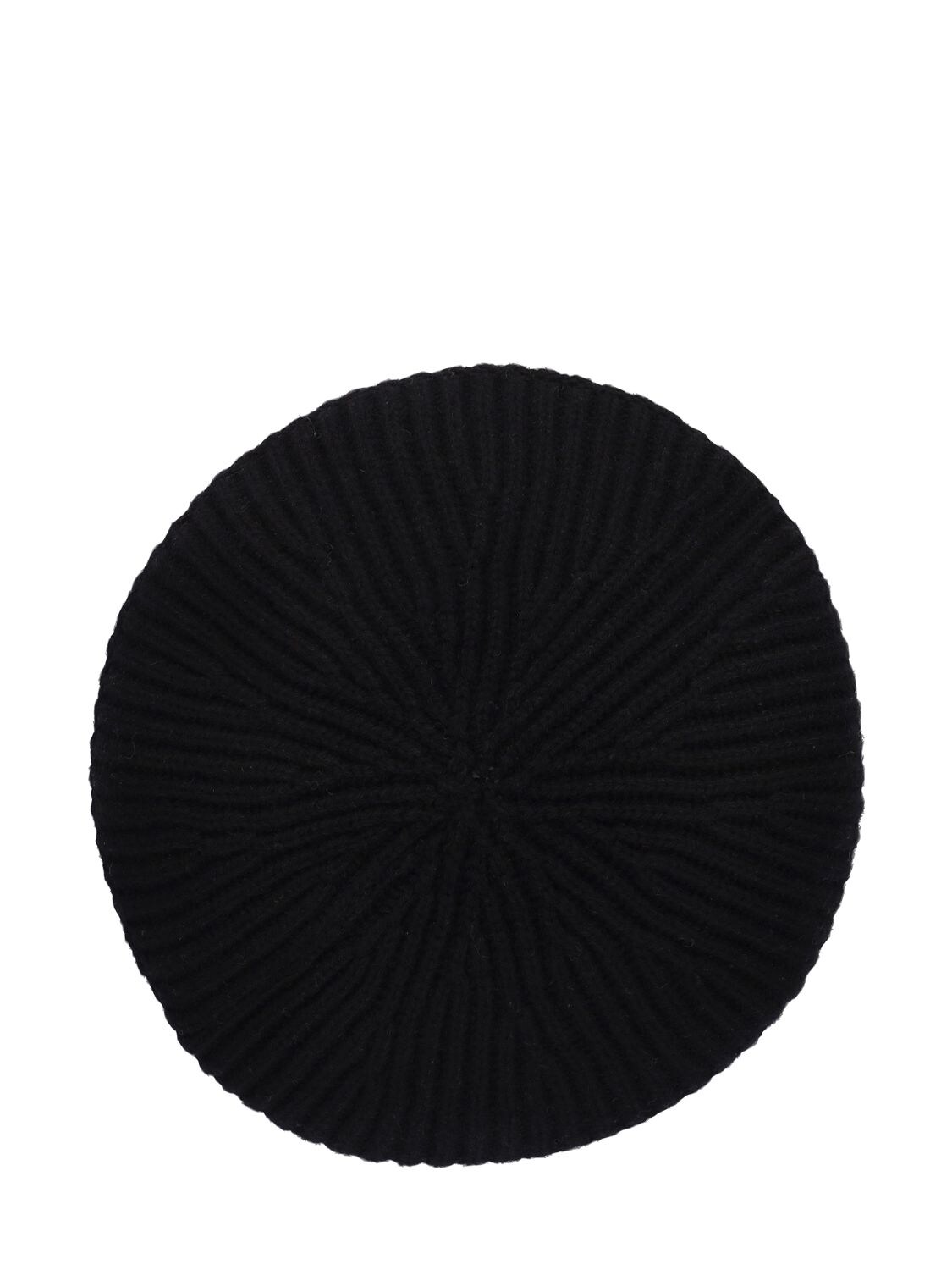 Shop Ganni Structured Rib Knit Wool Blend Beret In Black