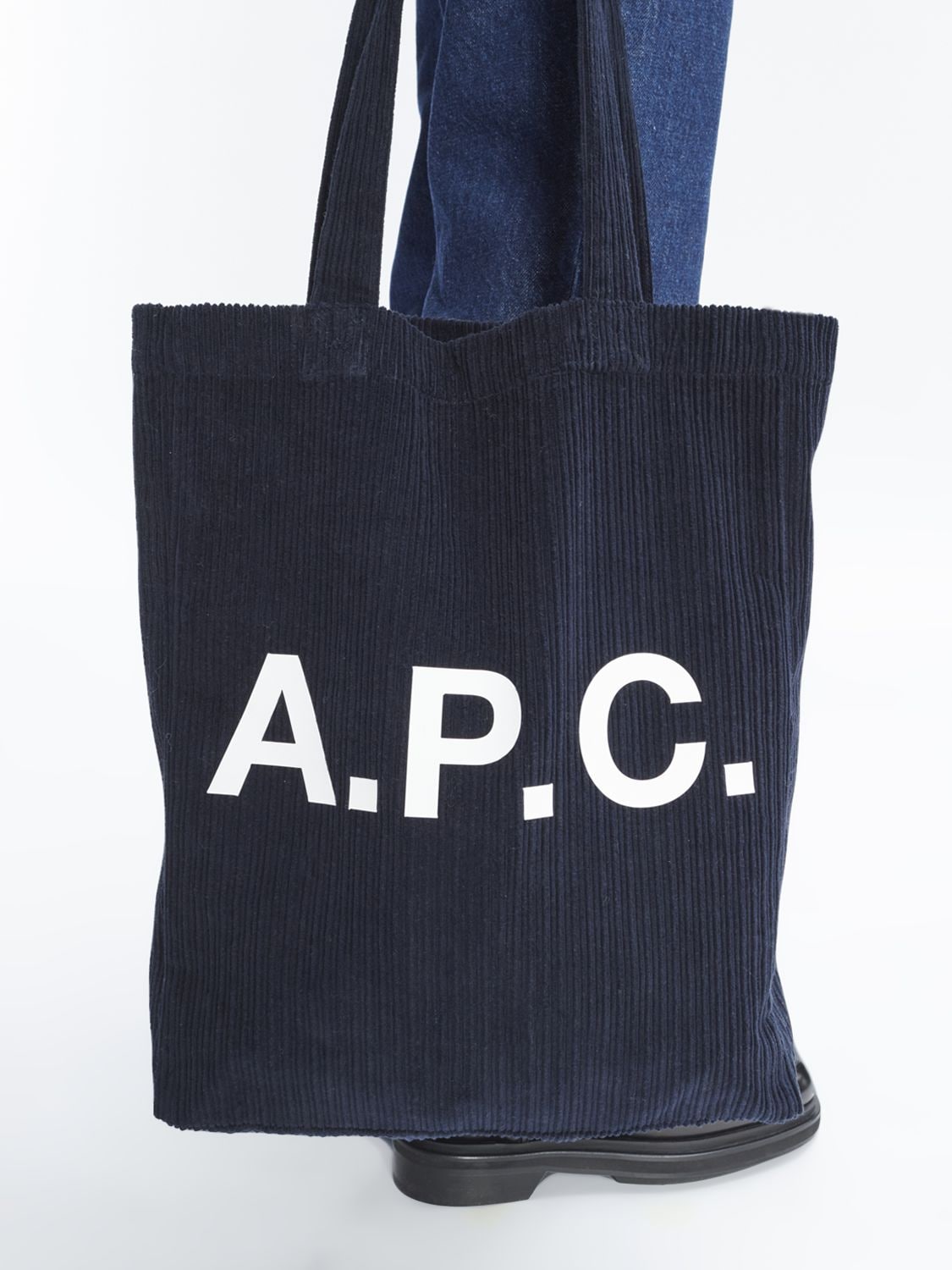 A.P.C. Lou Logo Printed Velvet Tote Bag
