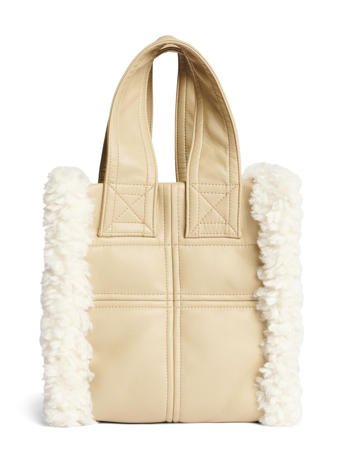 Stand Studio Lisetnis Faux Leather And Shearling Bag In Sand,off White