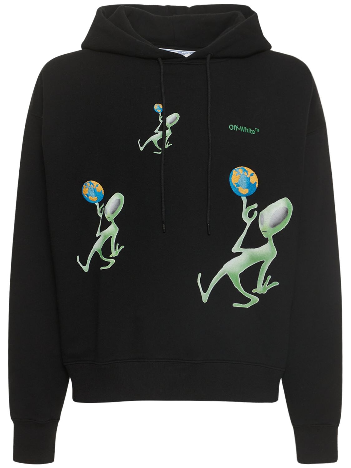OFF-WHITE ALIEN ARROW EMBROIDERED COTTON HOODIE
