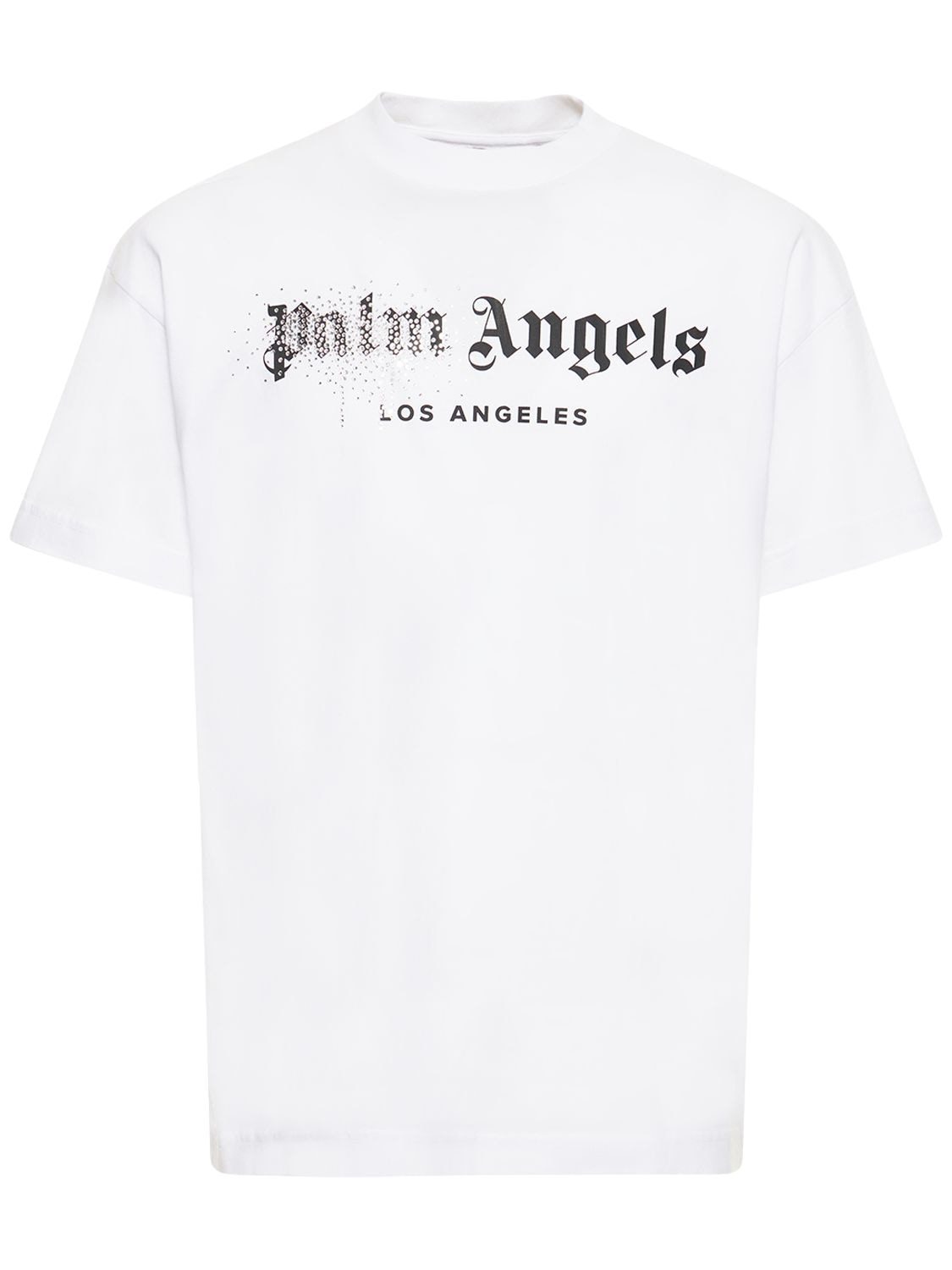 PALM ANGELS 水钻LOGO棉质平纹针织T恤