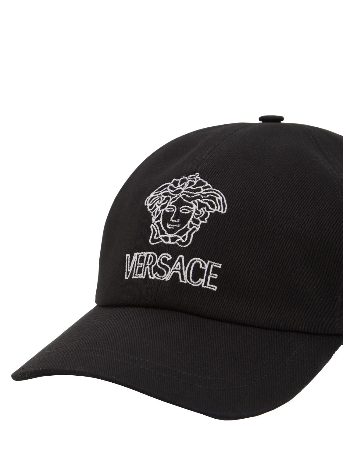 Versace Medusa Logo-embroidered Cotton Baseball Cap In Black | ModeSens