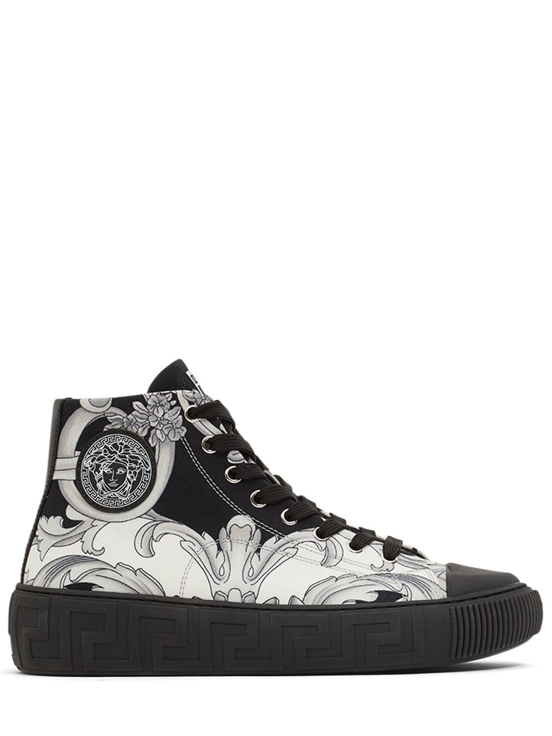 Silver Baroque Print High-top Sneakers