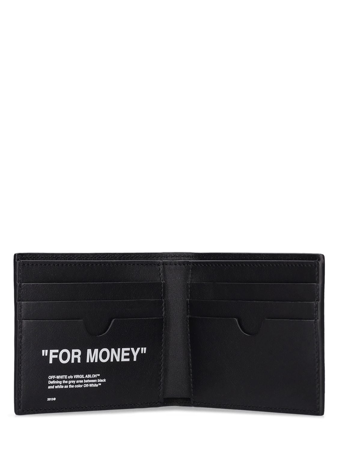 Shop Off-white "for Money" Leather Billfold Wallet In Black,white