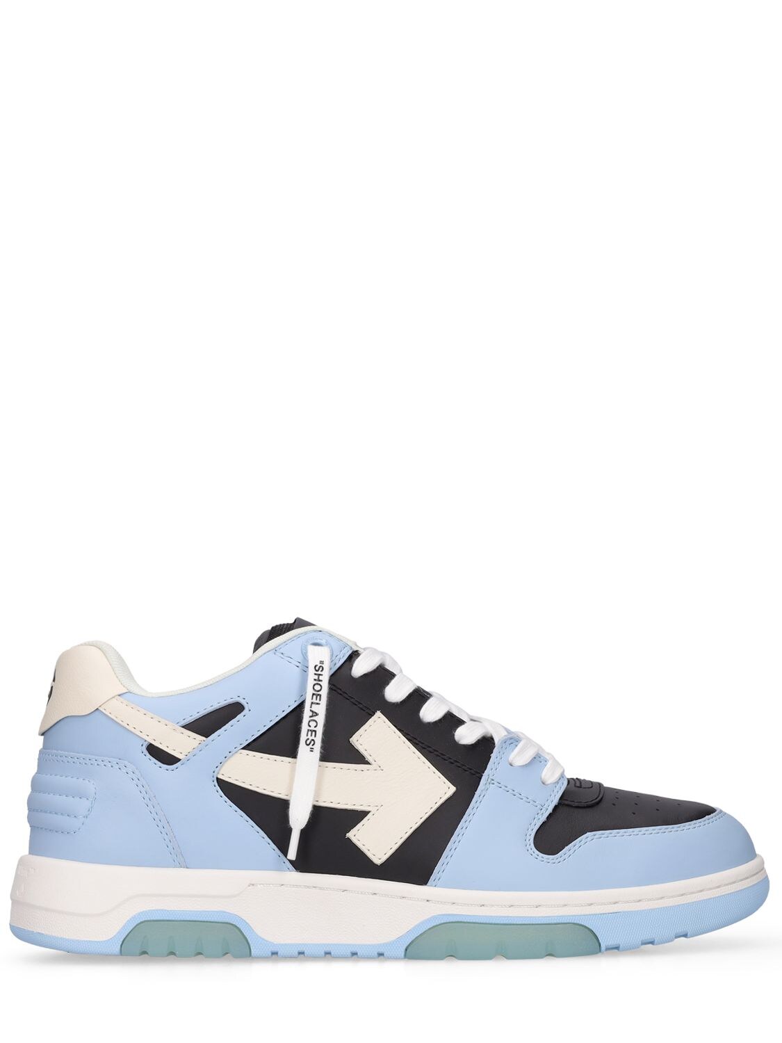 Off-White Men's Out of Office Stitched Leather Low-top Sneakers, Blue, Men's, 9D, Sneakers & Trainers Low-top Sneakers