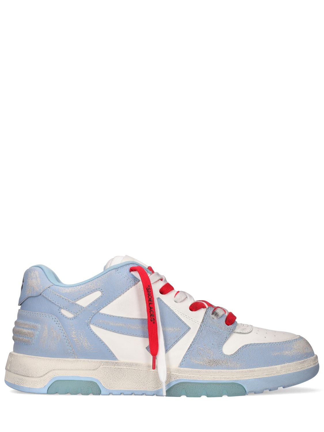 Off-white Out Of Office Vintage Leather Sneakers In White,blue