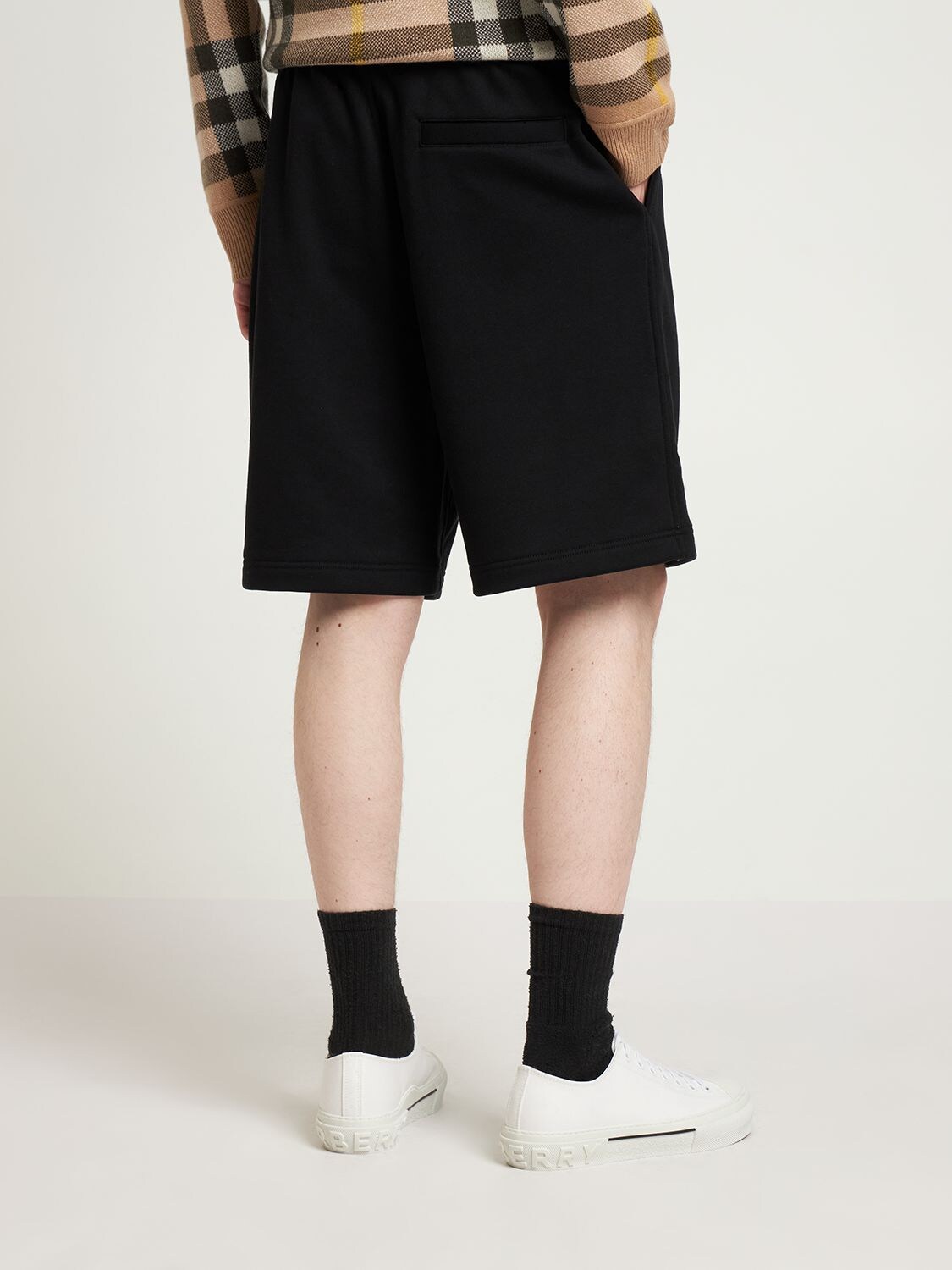 Shop Burberry Raphael Logo Cotton Jersey Sweat Shorts In Black