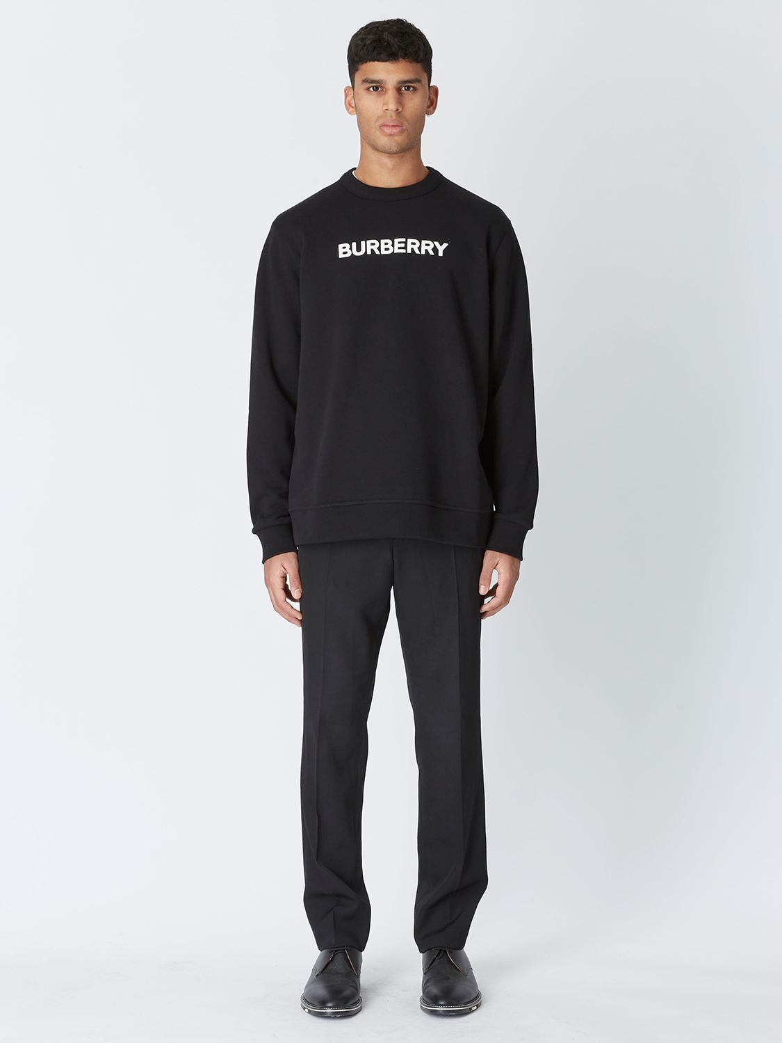 Shop Burberry Burlow Logo Cotton Jersey Sweatshirt In Black