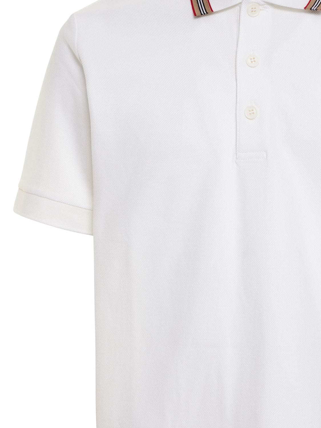 Shop Burberry Pierson Icon Stripe Tb Cotton Polo In White