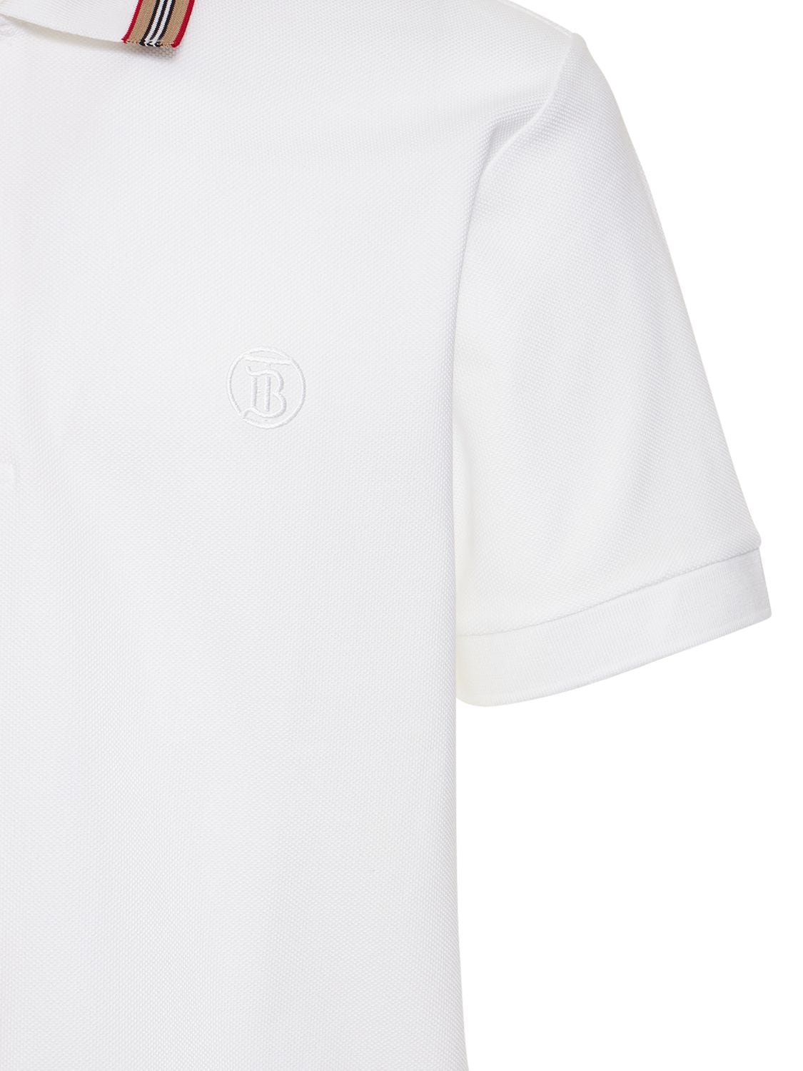Shop Burberry Pierson Icon Stripe Tb Cotton Polo In White