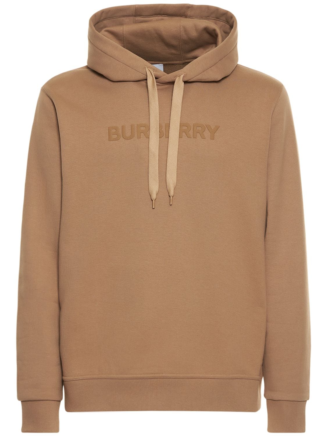 Burberry Ansdell Logo Cotton Jersey Hoodie In Camel