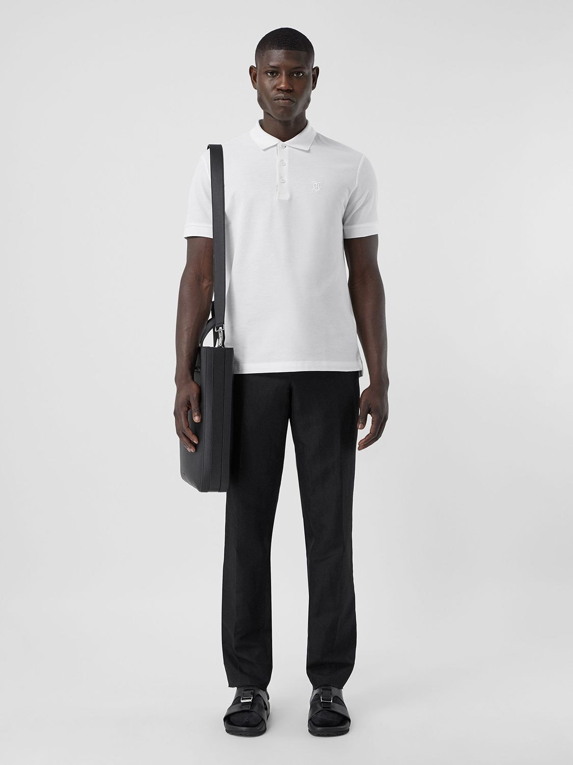 Shop Burberry Eddie Embroidered Cotton Polo In White