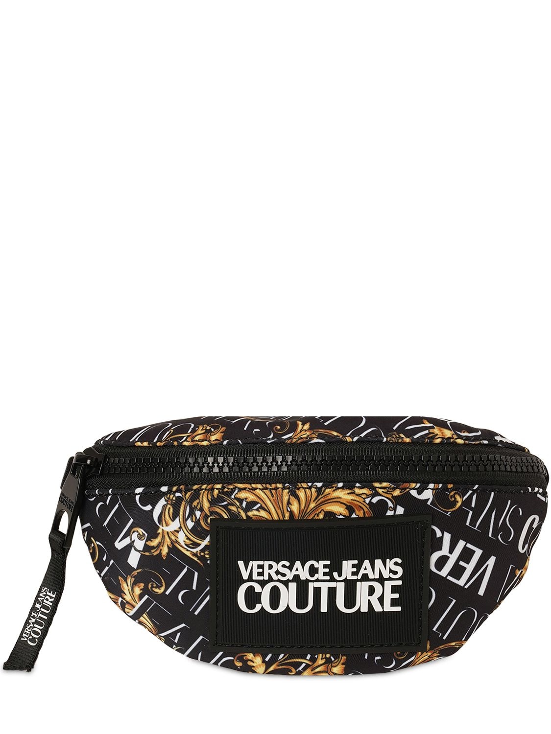Mens Bags Belt Bags Versace Jeans Couture Synthetic Logo Printed Belt Bag in Black for Men waist bags and bumbags 