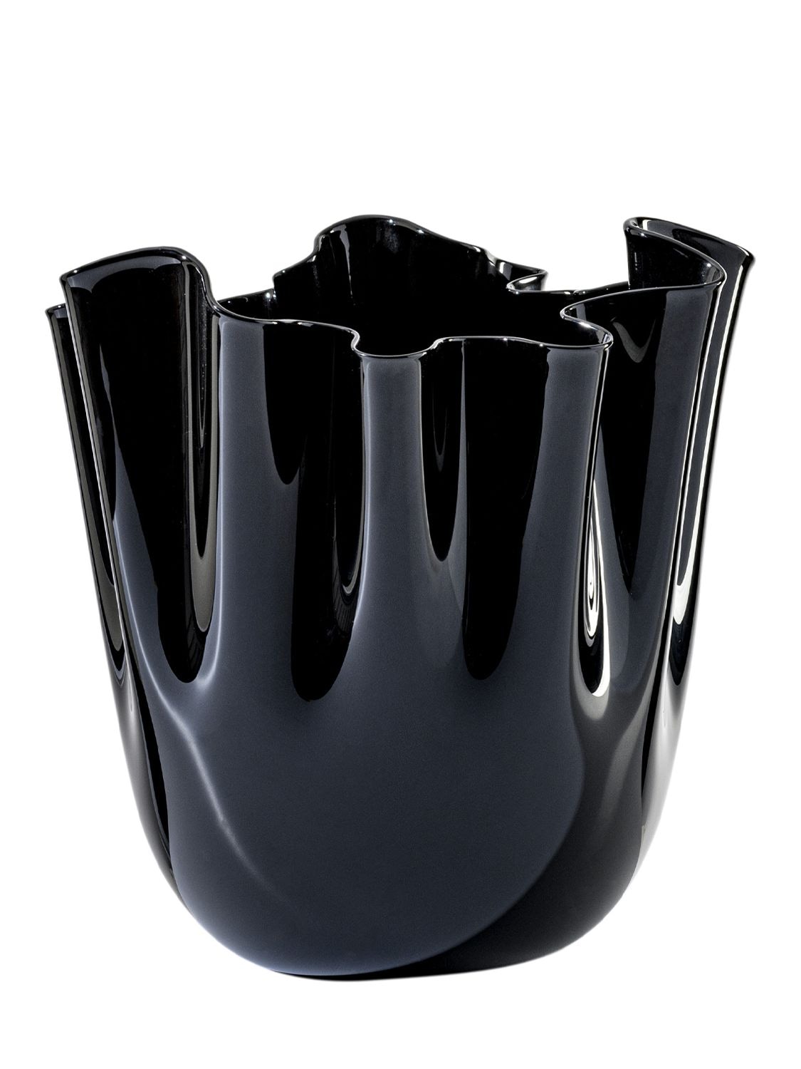 Venini Fazzoletto Opalino Vase In Black