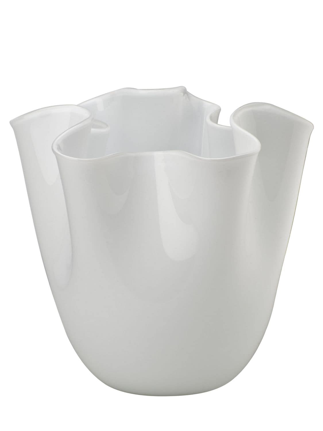 Venini Fazzoletto Opalino Vase In White
