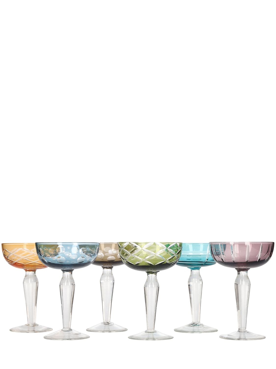 Pols Potten Set Of 6 Cuttings Coupe Glasses In Multicolor