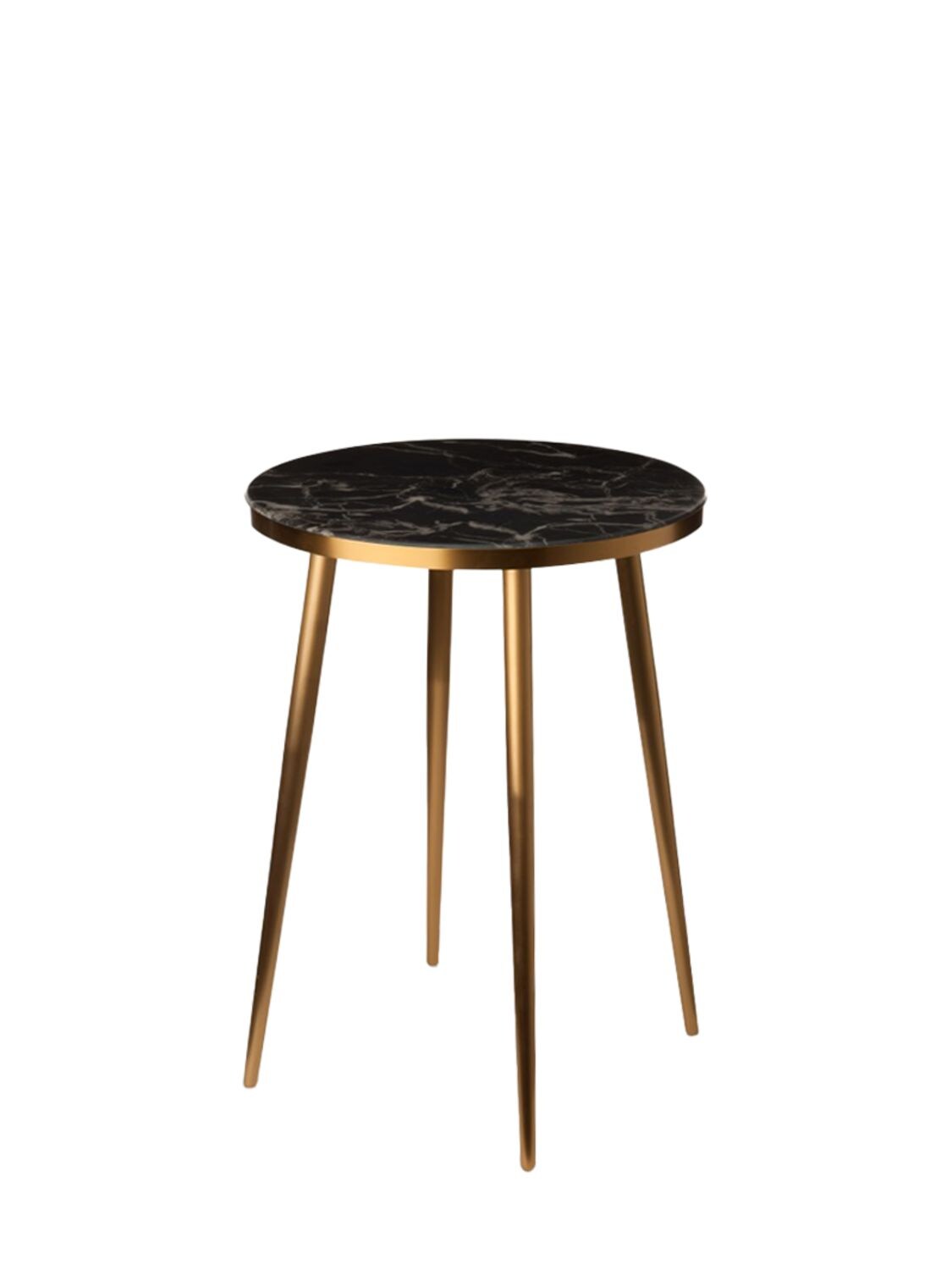 Pols Potten Marble Effect Side Table In Black,gold