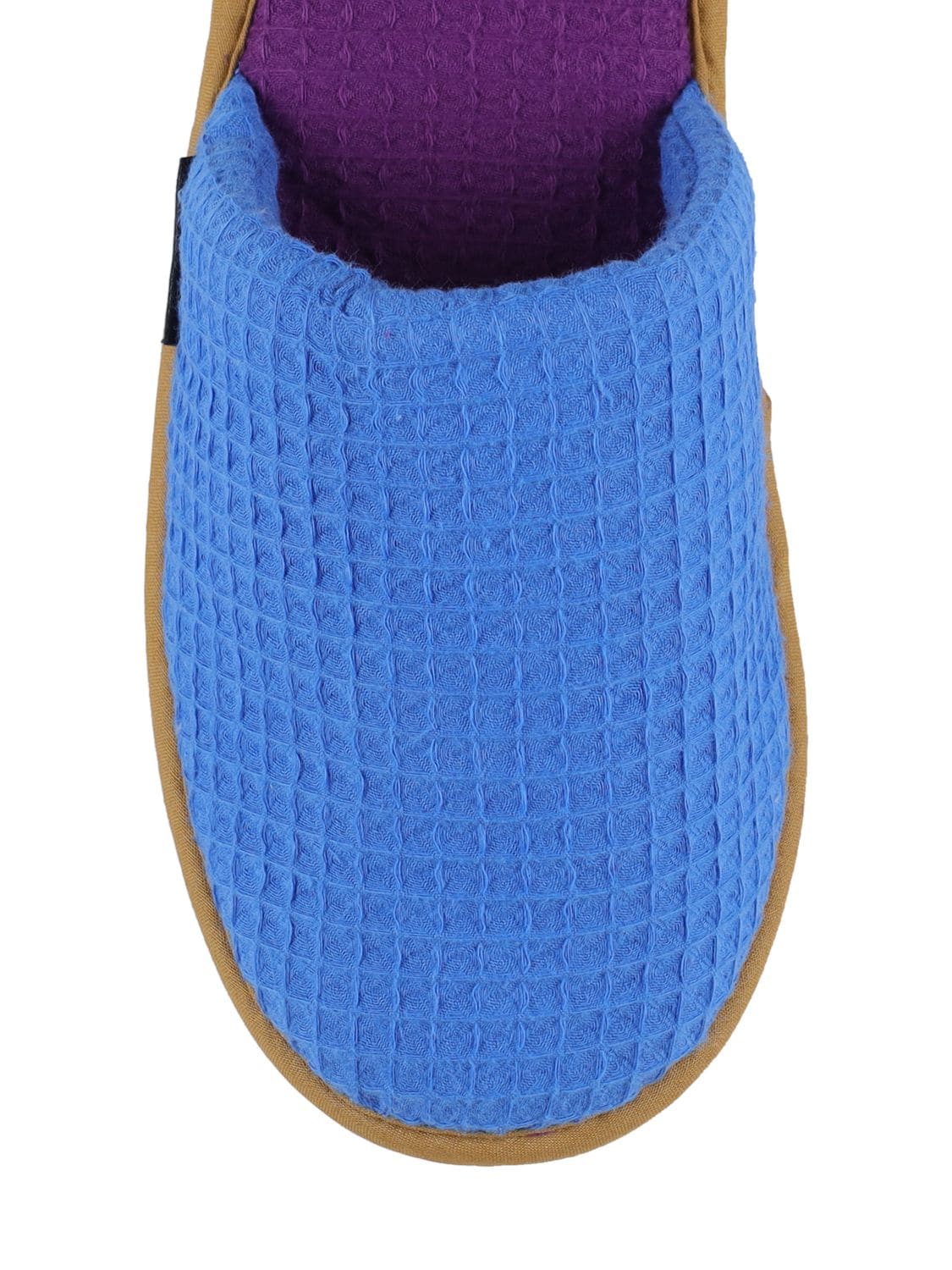 Shop Hay Waffle Cotton Blend Slippers In Blue
