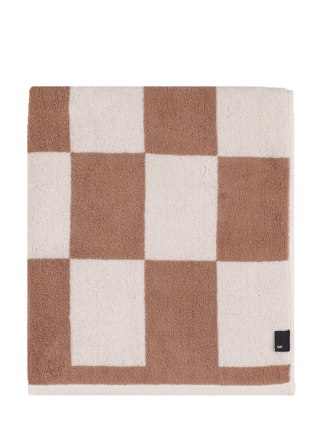 Shop Hay Check Cotton Hand Towel In Brown