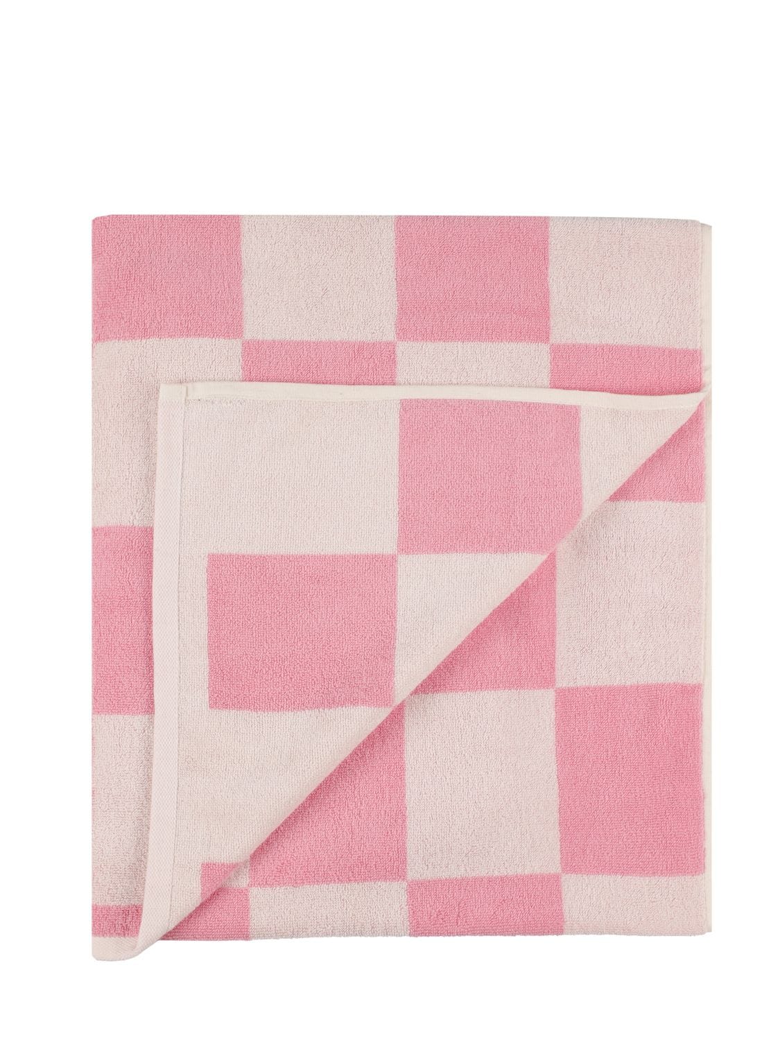 Shop Hay Check Cotton Bath Towel In Pink