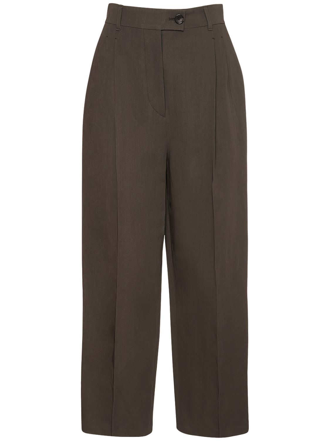 Loro Piana Wybie High Rise Wool & Paper Pants In Dried Oregano | ModeSens